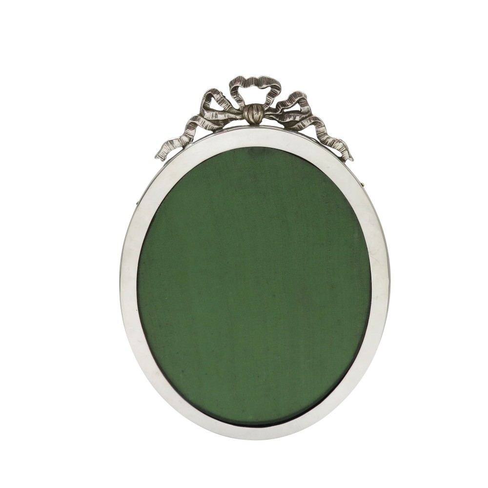 Antique Edwardian Sterling Silver Oval 'Bow/Ribbon/ Photo Frame 1909