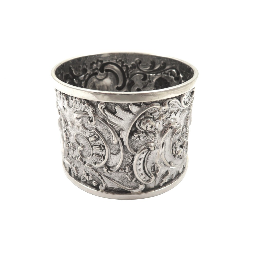 Antique Victorian Sterling Silver 'Cherub' Napkin Ring in Box 1893 View VI