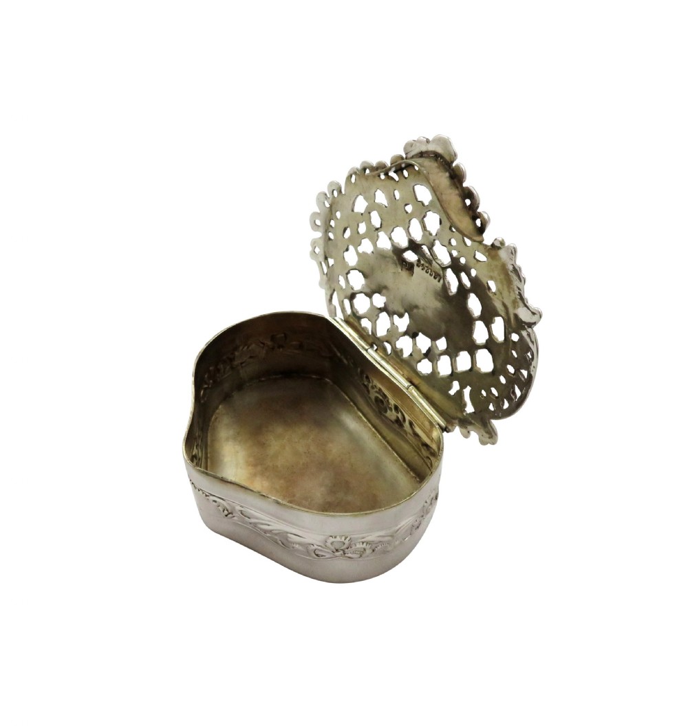 Antique Victorian Sterling Silver Pierced Lid Trinket Box 1900 View II