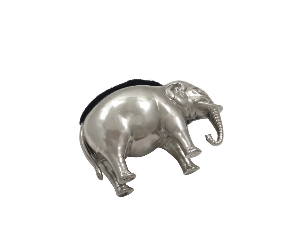 Antique Edwardian Sterling Silver Elephant Pin Cushion 1905 View III