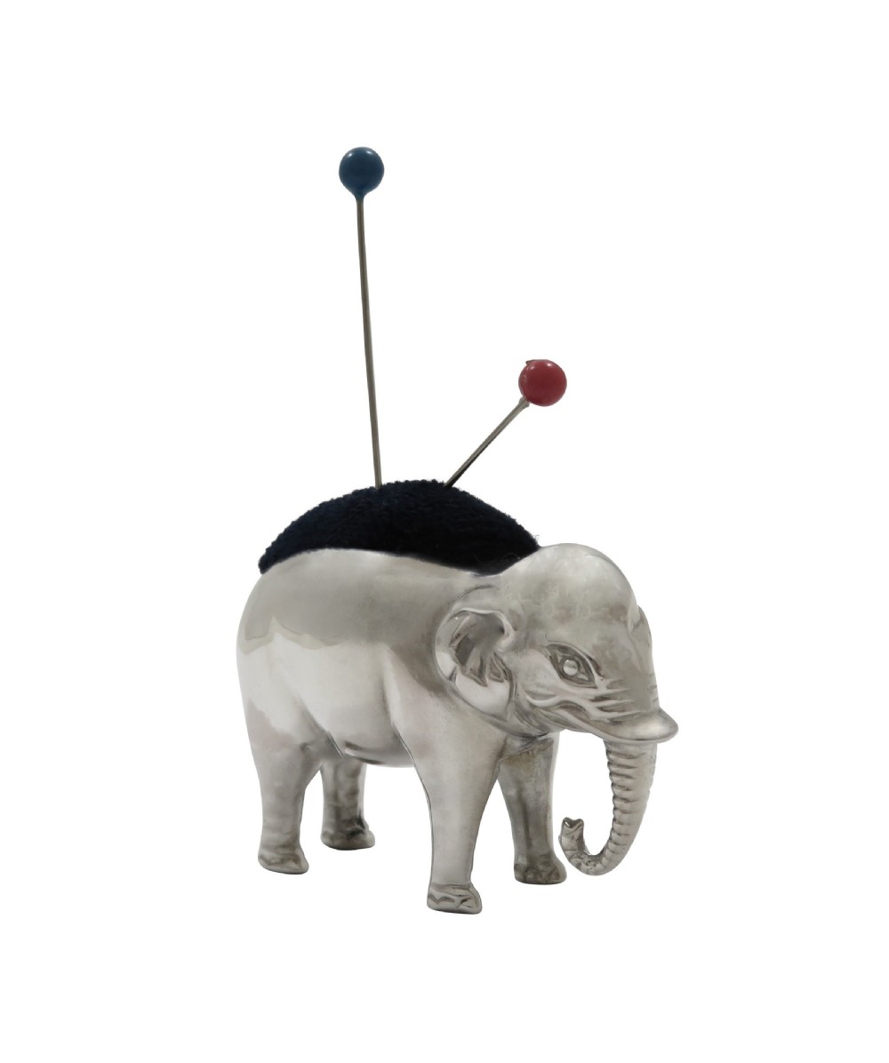 Antique Edwardian Sterling Silver Elephant Pin Cushion 1905 View IV