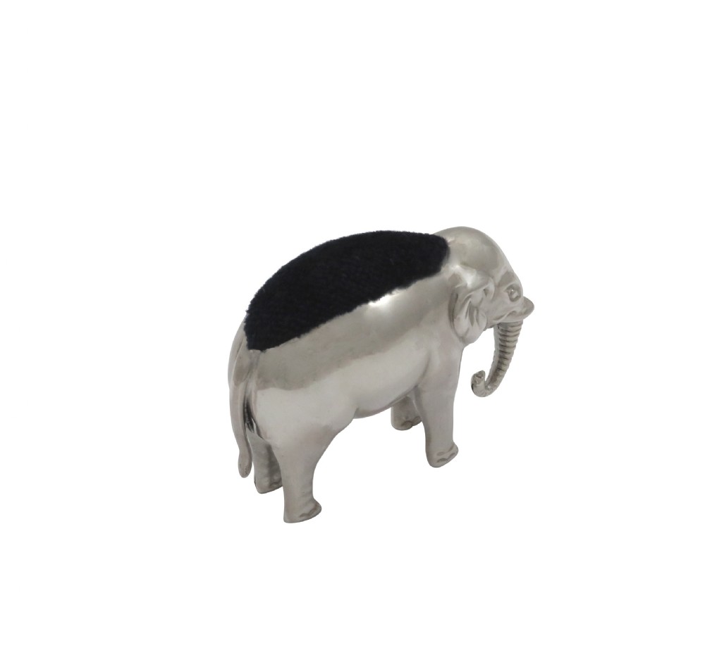 Antique Edwardian Sterling Silver Elephant Pin Cushion 1905 View VI