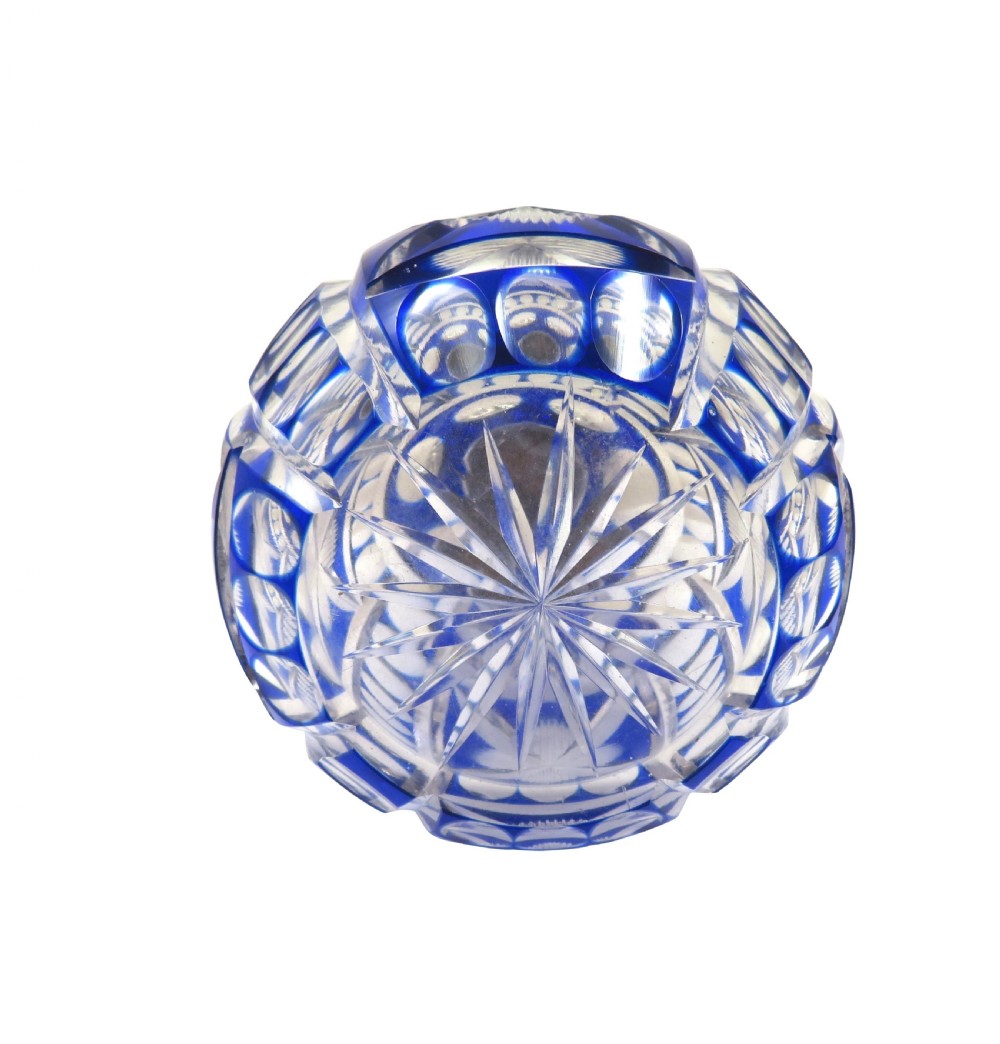 Antique Victorian Sterling Silver & Blue Overlay Glass Scent / Perfume Bottle 1900 View III