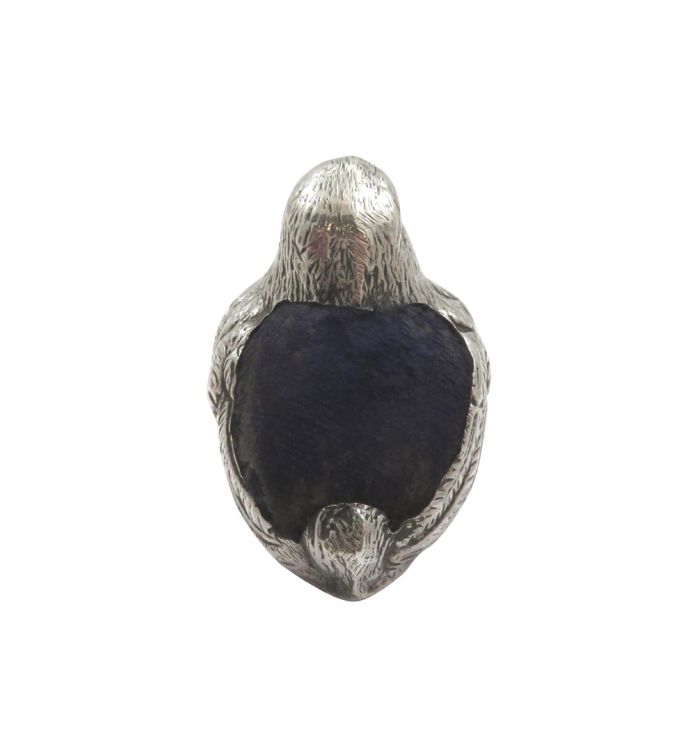 Antique Edwardian Sterling Silver Chick Pin Cushion 1905 View IV