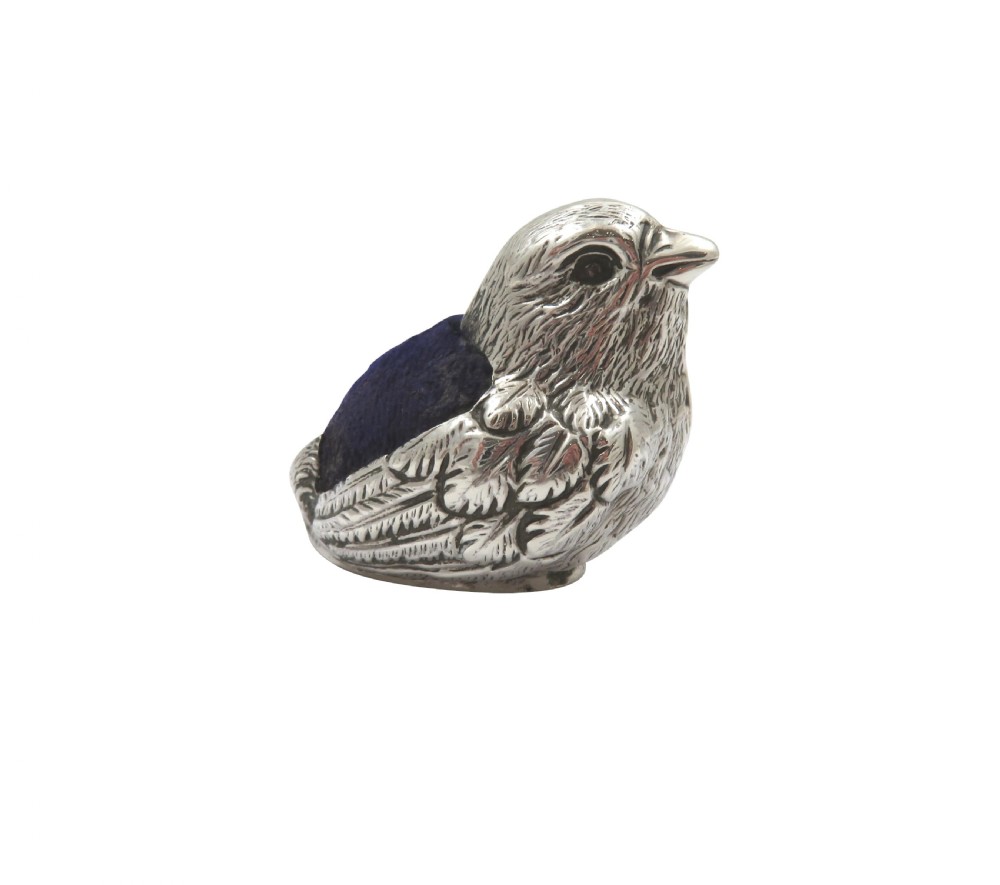 Antique Edwardian Sterling Silver Chick Pin Cushion 1905 View VI