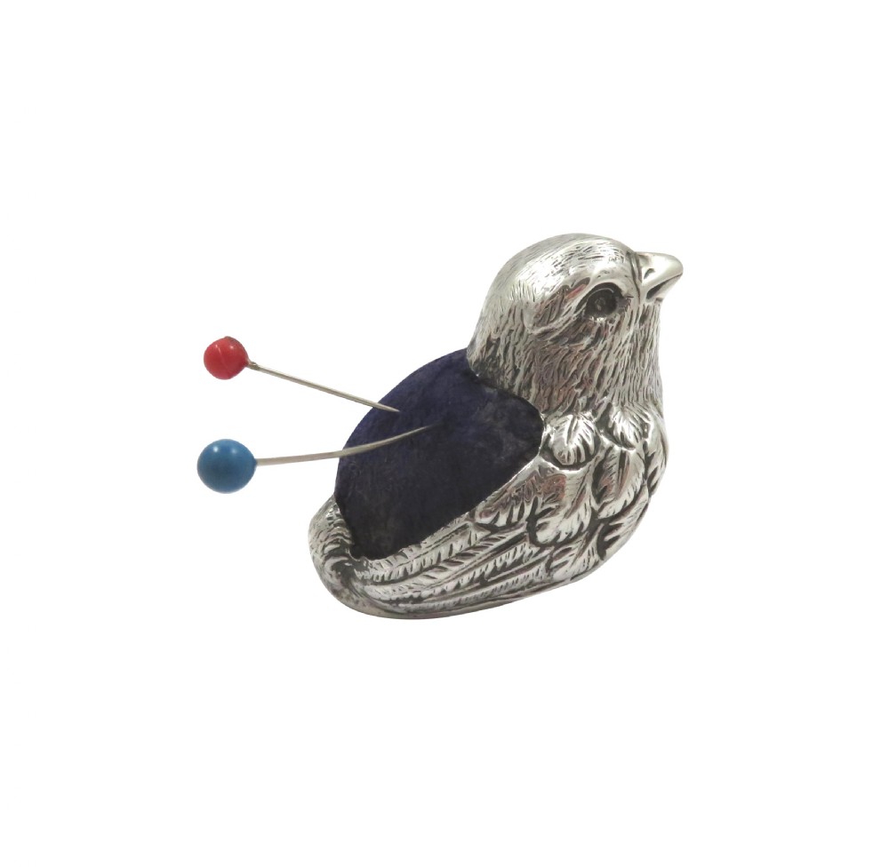 Antique Edwardian Sterling Silver Chick Pin Cushion 1905 View VIII