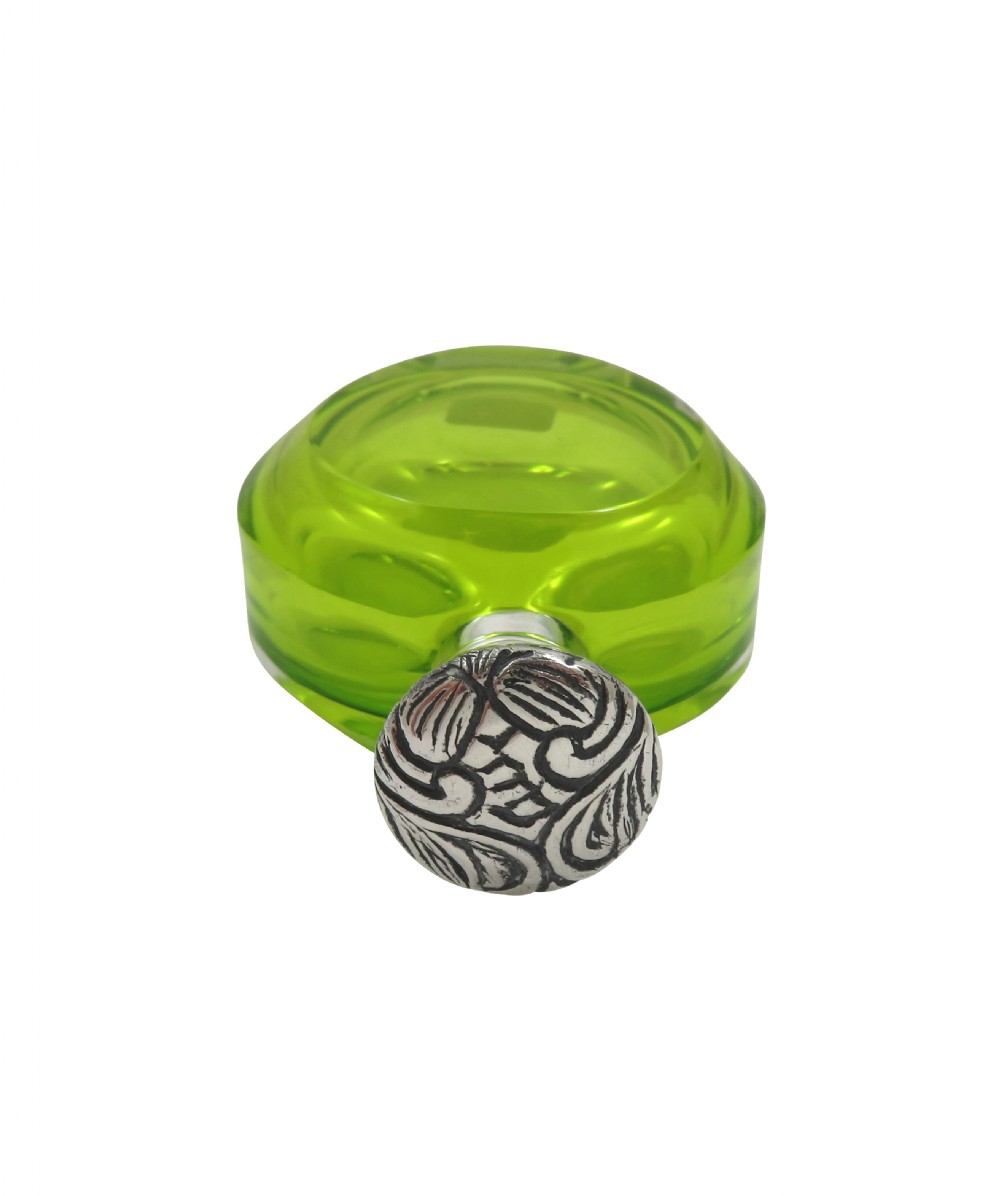 Antique Silver & Lime Green Glass Scent/Perfume Bottle c1890 View VI
