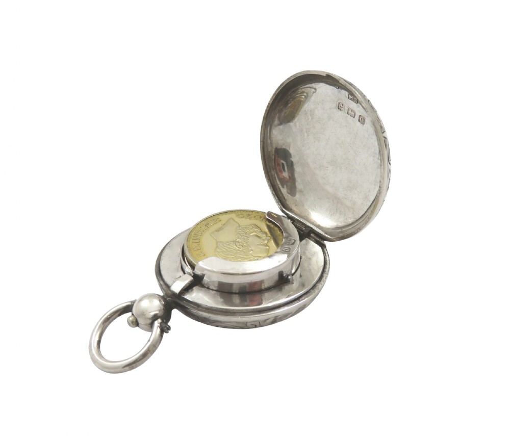 Antique Edwardian Sterling Silver Sovereign Case 1902 View III