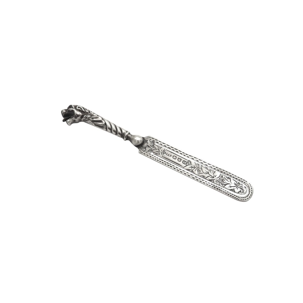 Antique Victorian Sterling Silver 'Dog' Bookmark 1896