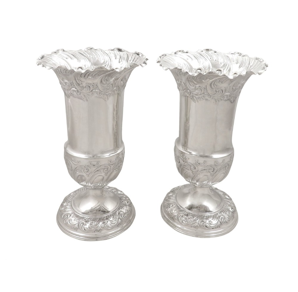 Pair of Antique Victorian Sterling Silver 7 1/2