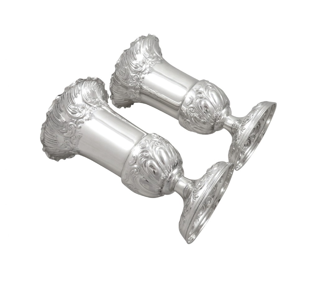 Pair of Antique Victorian Sterling Silver 7 1/2