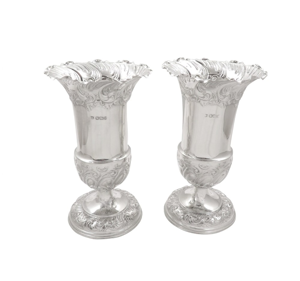 Pair of Antique Victorian Sterling Silver 7 1/2