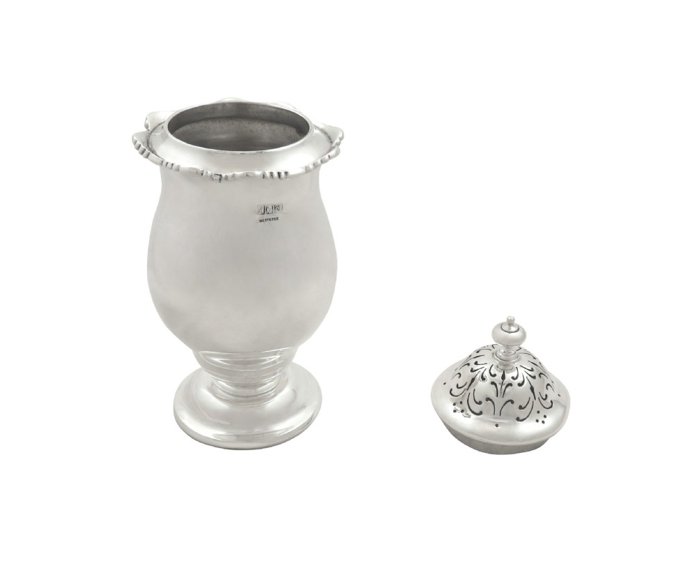 Antique Irish Sterling Silver Sugar Shaker - Dublin 1915 View V