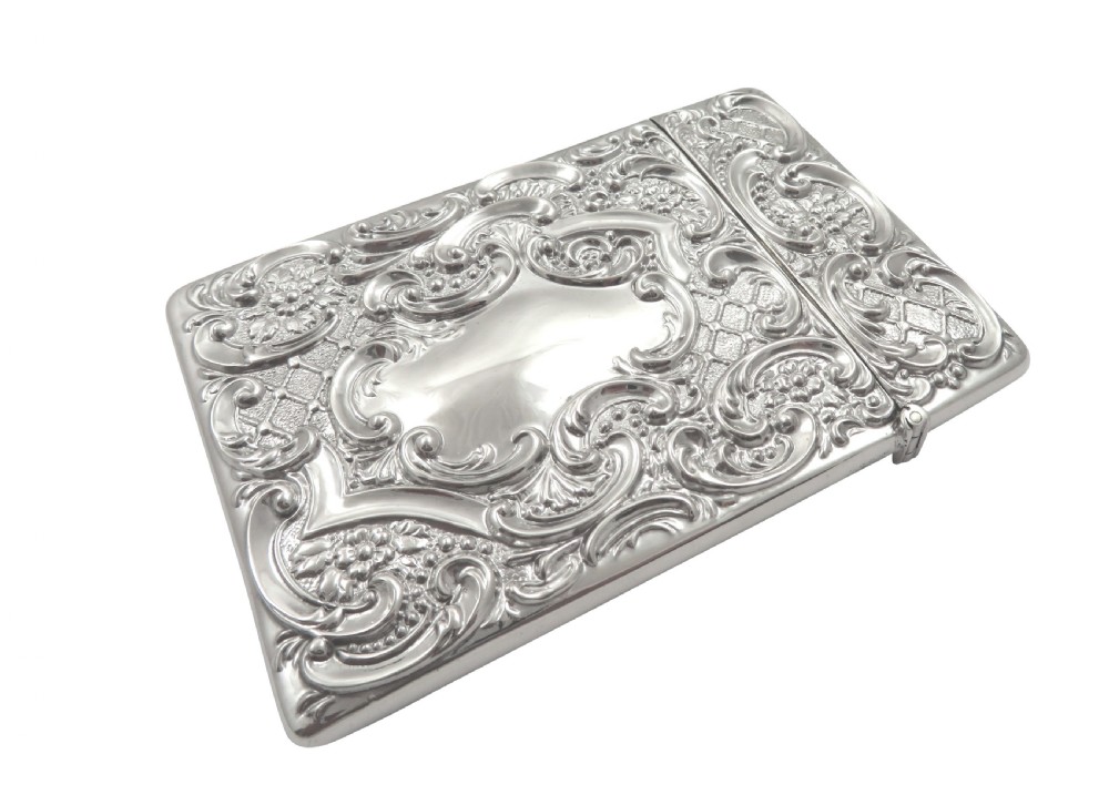 Antique Edwardian Sterling Silver 'Stag' Card Case 1910 View VI