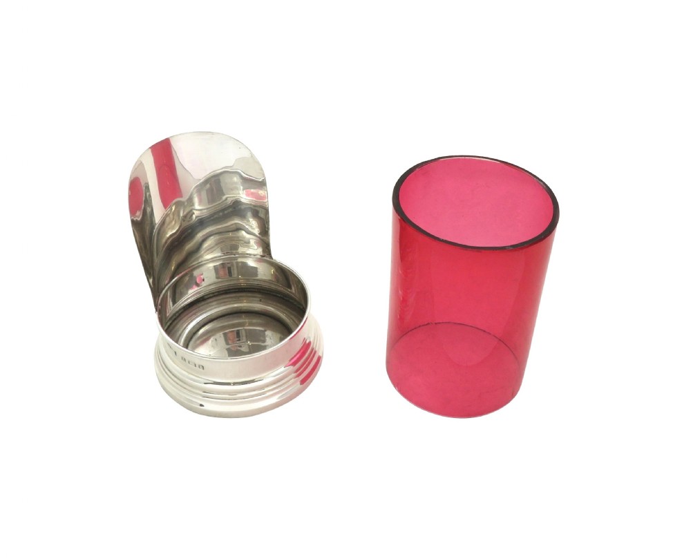 Antique Edwardian Silver & Cranberry Glass 'Go to Bed' 1903 View III