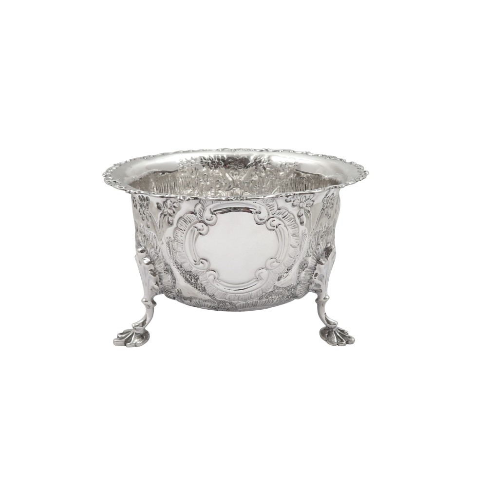 Antique Victorian Sterling Silver Bowl - 1899 - Rabbits & Birds