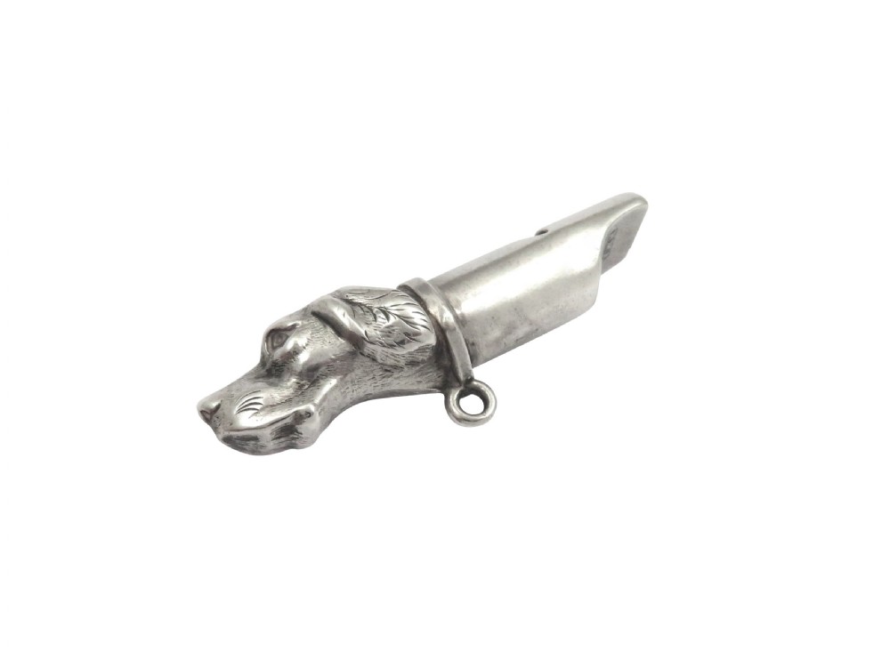 Antique Late Victorian Sterling Silver 'Dog' Whistle 1900 View IV