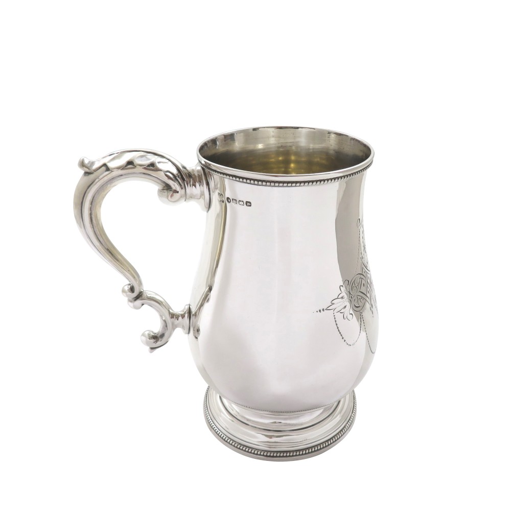 Antique Victorian Sterling Silver Pint Tankard / Mug - Exeter 1877