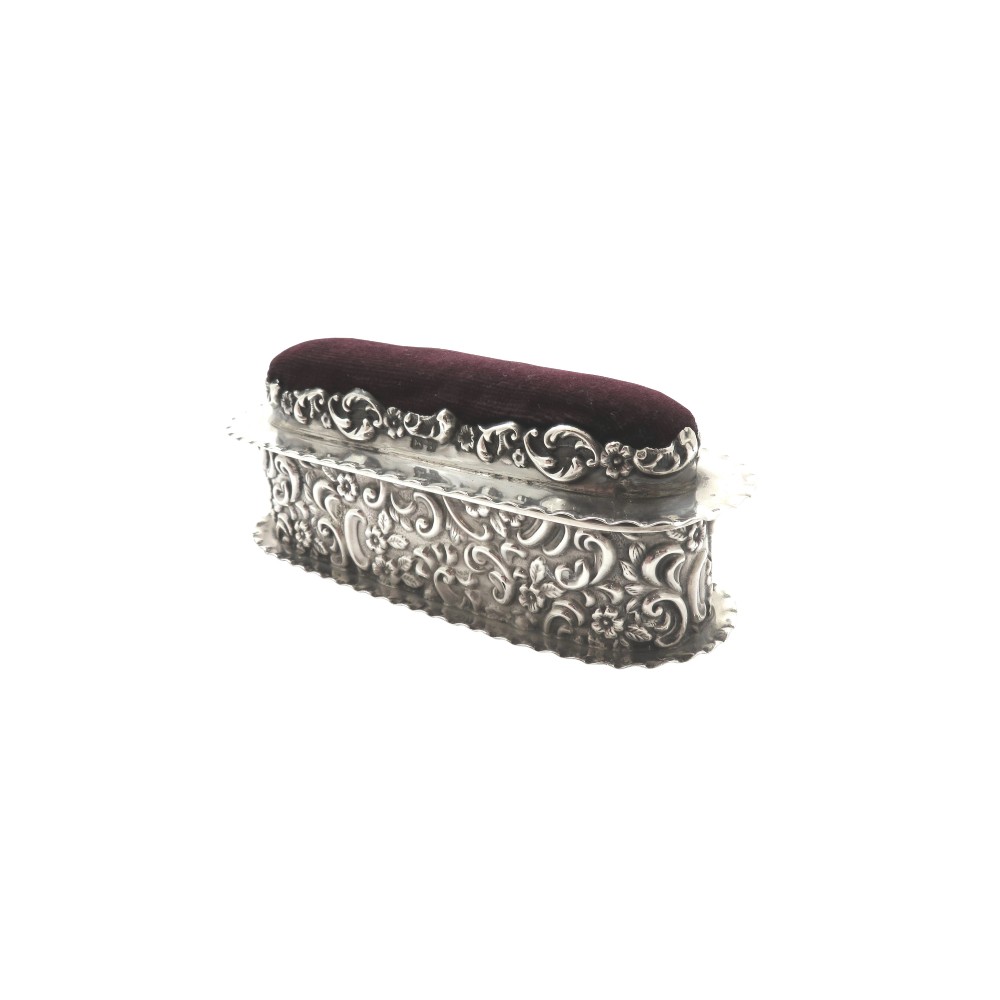 Antique Edwardian Sterling Silver Pin Cushion/Trinket Box 1905