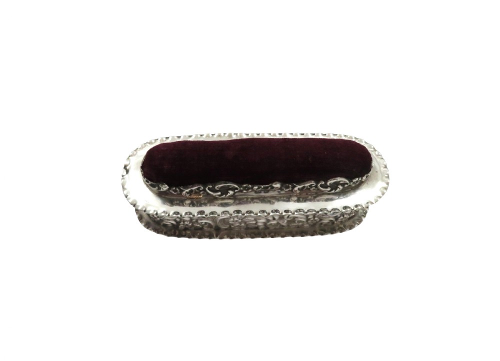 Antique Edwardian Sterling Silver Pin Cushion/Trinket Box 1905 View VI