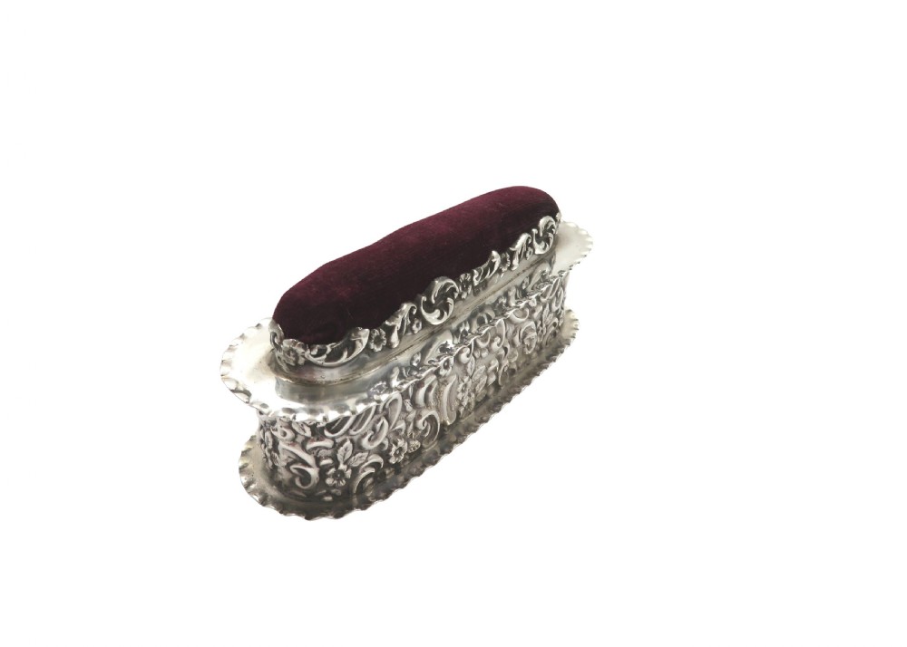 Antique Edwardian Sterling Silver Pin Cushion/Trinket Box 1905 View IX