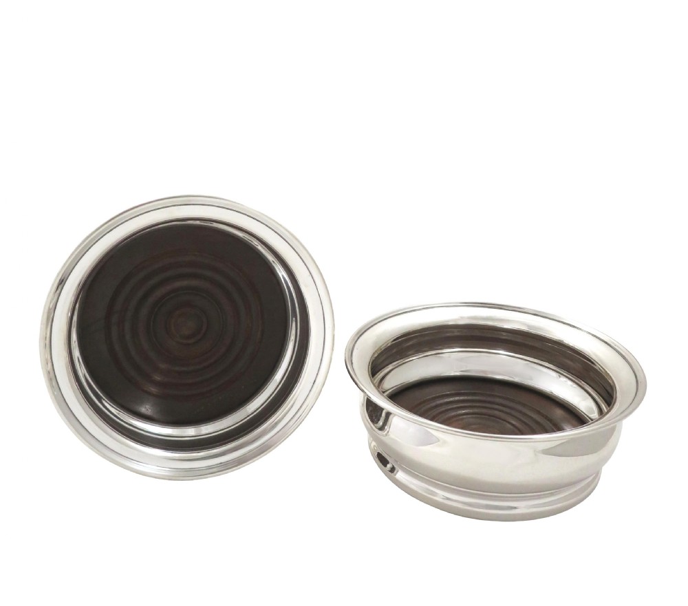Pair of Vintage Sterling Silver Wine / Champagne Coasters  View IV