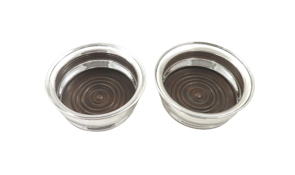 Pair of Vintage Sterling Silver Wine / Champagne Coasters  View VIII