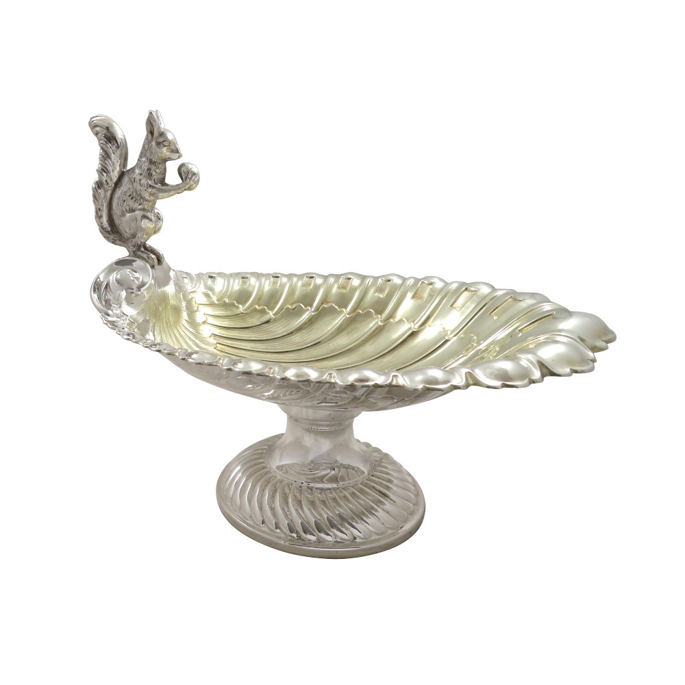Antique Silver Plated Squirrel Nut Dish / Bowl c1900