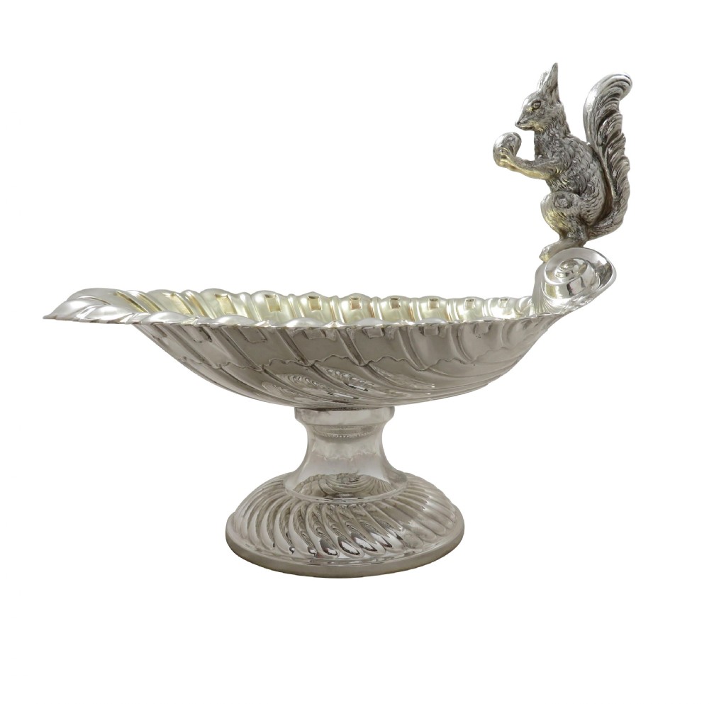 Antique Silver Plated Squirrel Nut Dish / Bowl c1900 View III