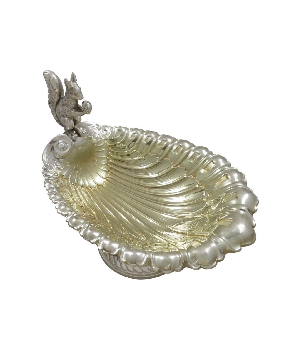 Antique Silver Plated Squirrel Nut Dish / Bowl c1900 View V
