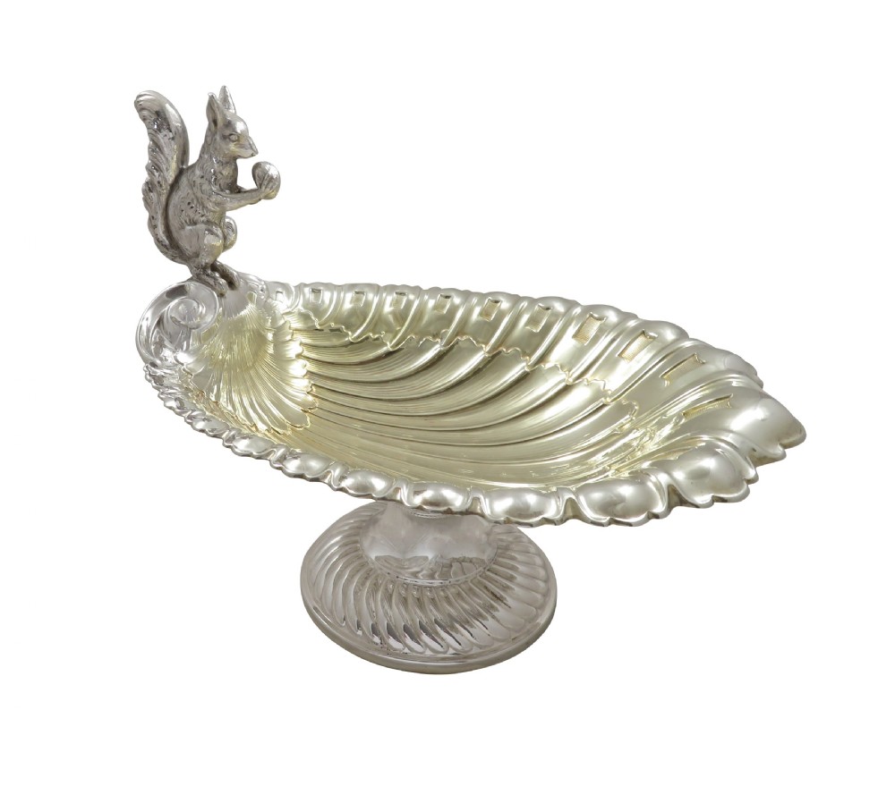 Antique Silver Plated Squirrel Nut Dish / Bowl c1900 View VI