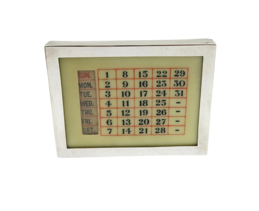 Antique Sterling Silver Desk Top Calendar 1924 View V