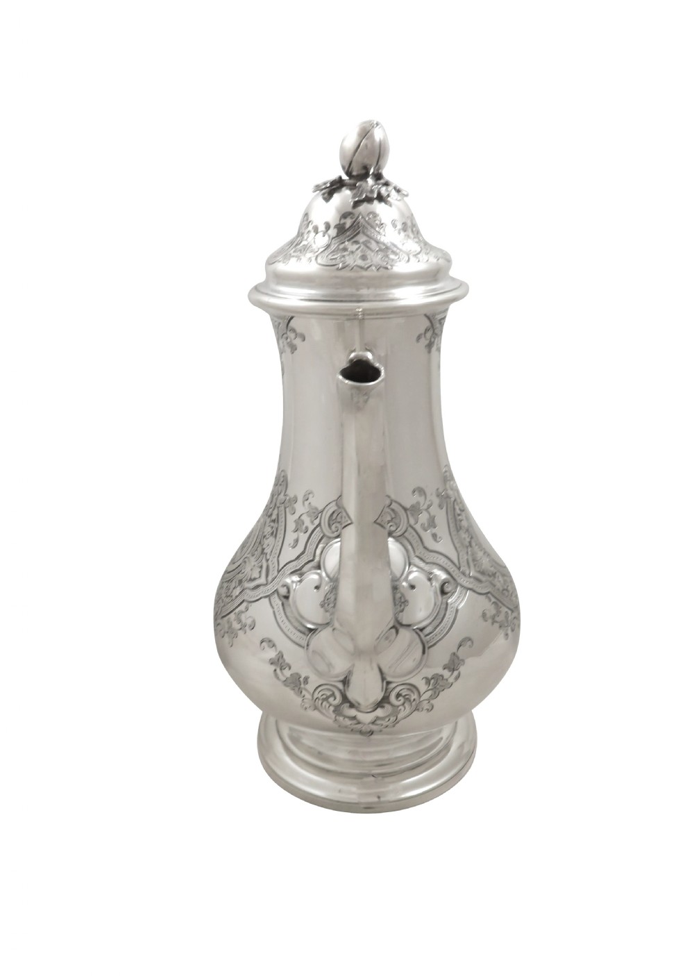 Antique Victorian Sterling Silver Coffee Pot - 1858 'Tutum Refugium' View IV