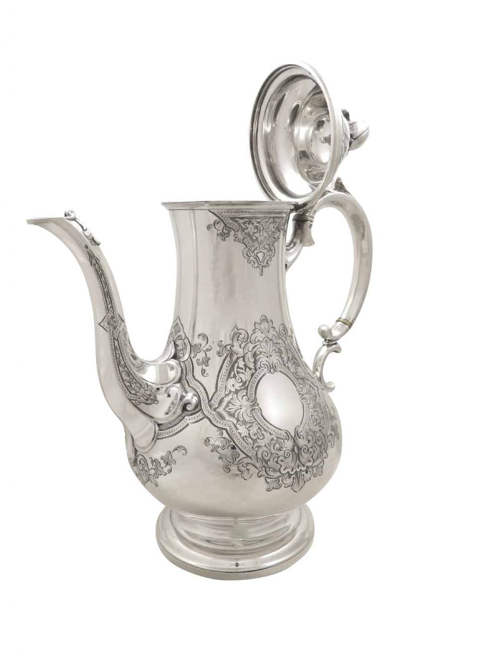 Antique Victorian Sterling Silver Coffee Pot - 1858 'Tutum Refugium' View VI