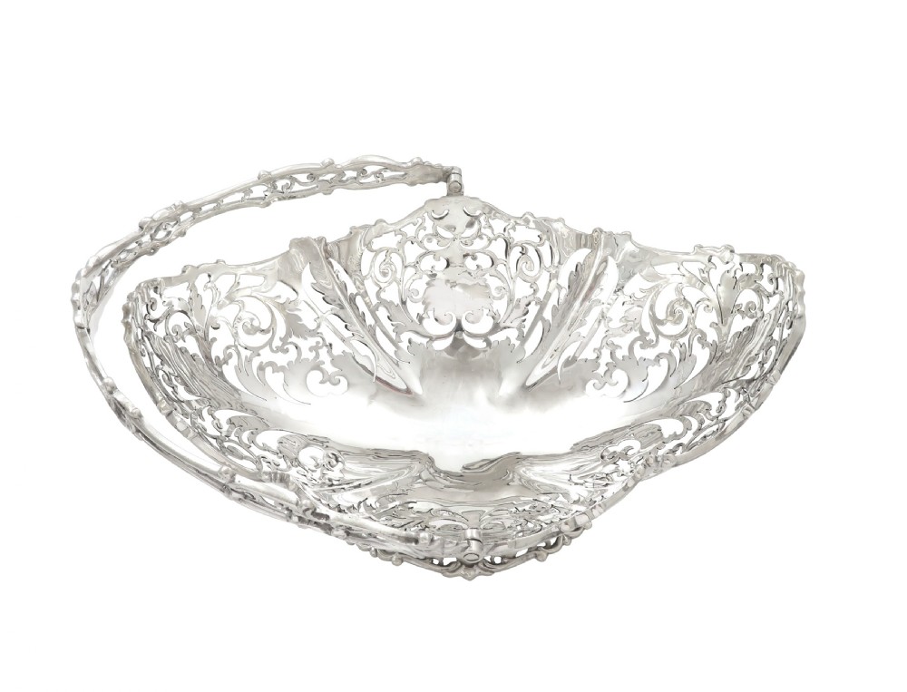 Antique George V Sterling Silver Pierced Basket 1919 View V