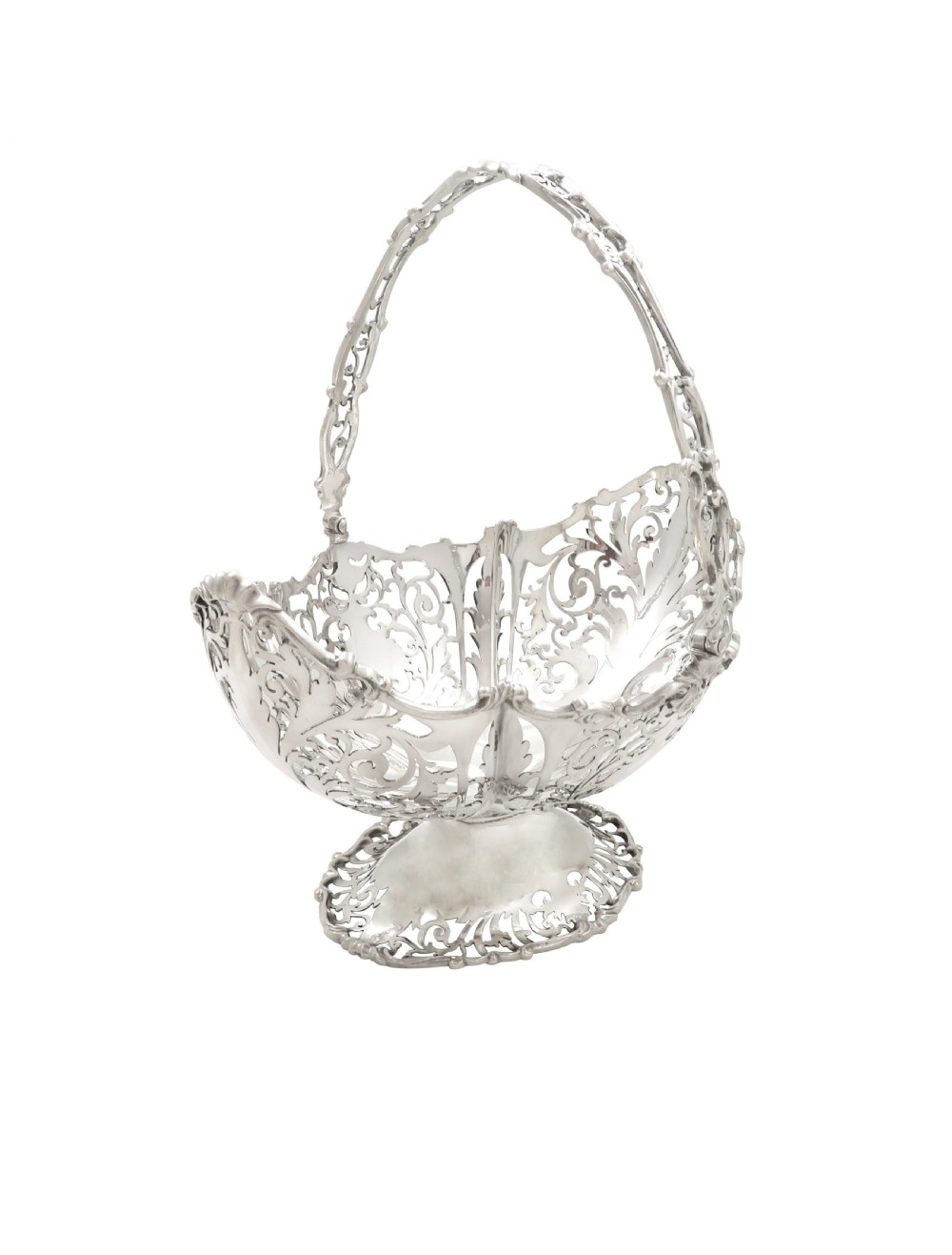 Antique George V Sterling Silver Pierced Basket 1919 View VI