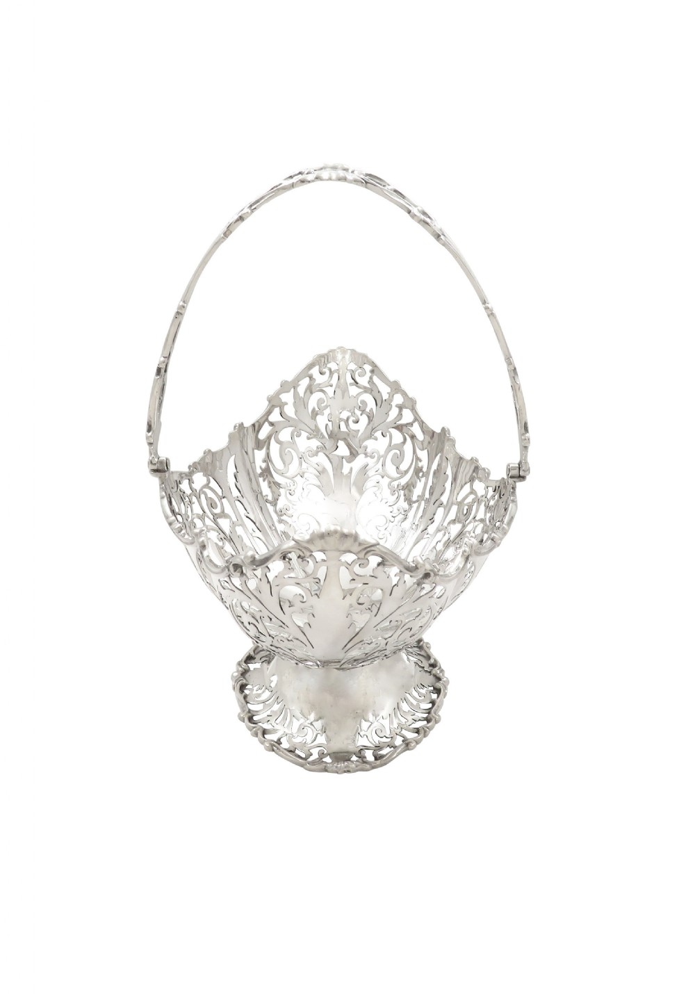 Antique George V Sterling Silver Pierced Basket 1919 View VII