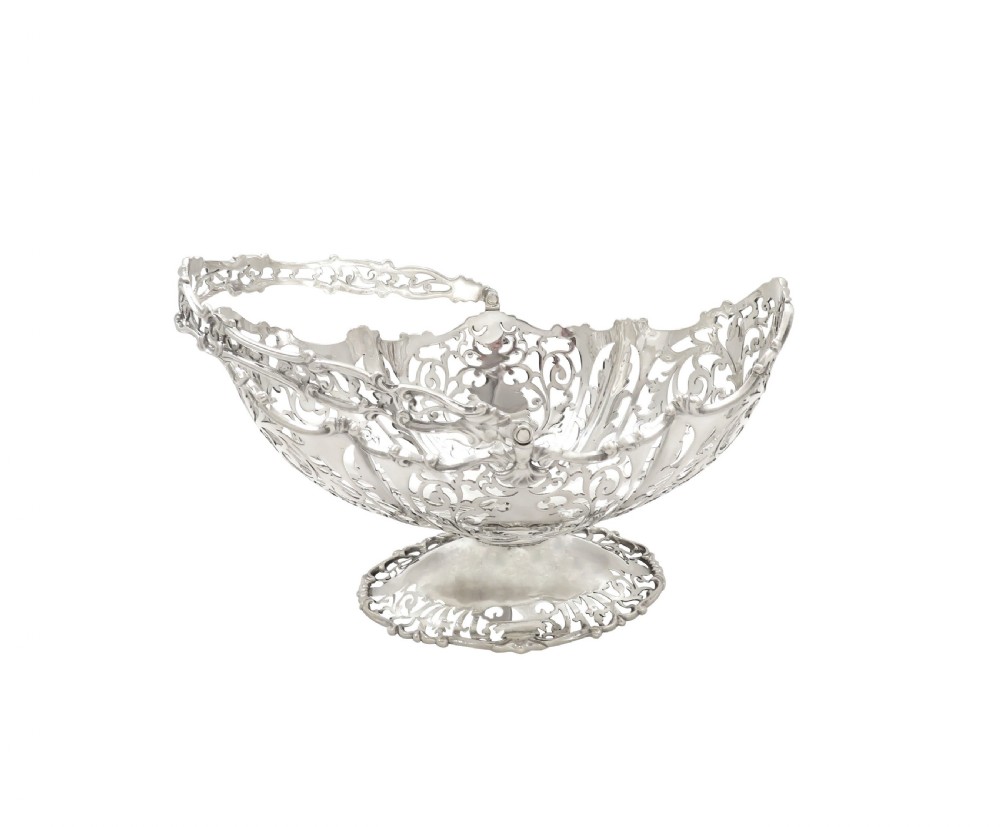 Antique George V Sterling Silver Pierced Basket 1919 View VIII