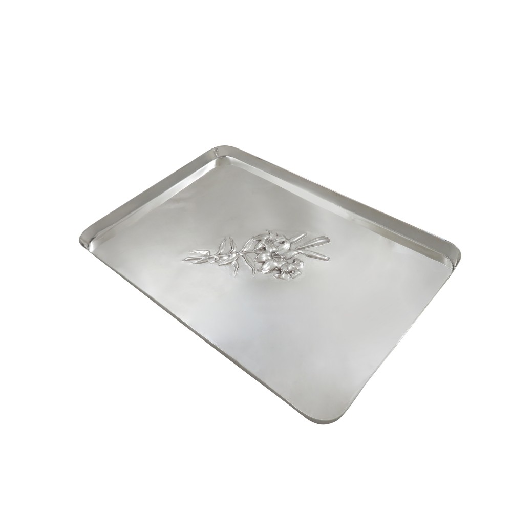 Antique Edwardian Sterling Silver Dressing Tray with Flowers 1907