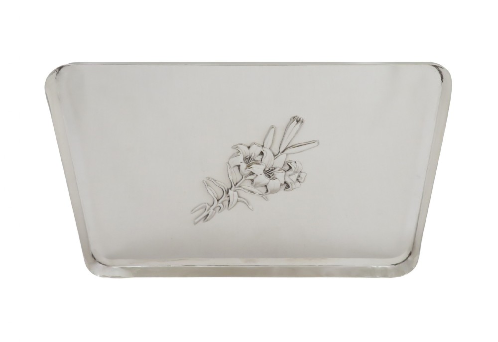 Antique Edwardian Sterling Silver Dressing Tray with Flowers 1907 View V