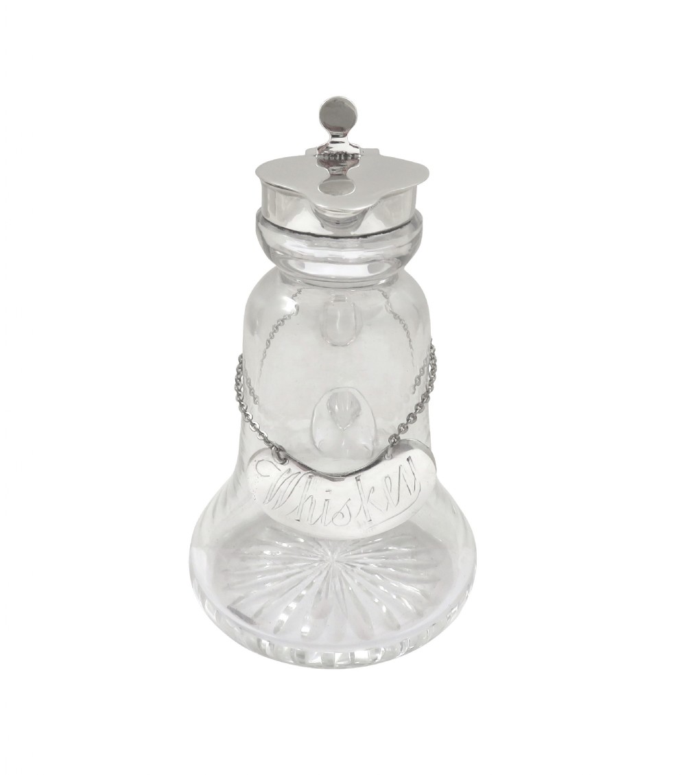 Pair of Antique Sterling Silver & Glass Whisky Noggins / Jugs 1922 View VI