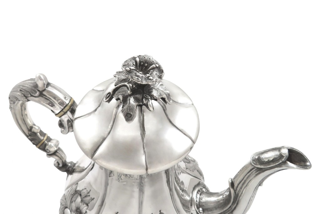 Antique Victorian Sterling Silver Coffee Pot - Exeter 1858 View IV