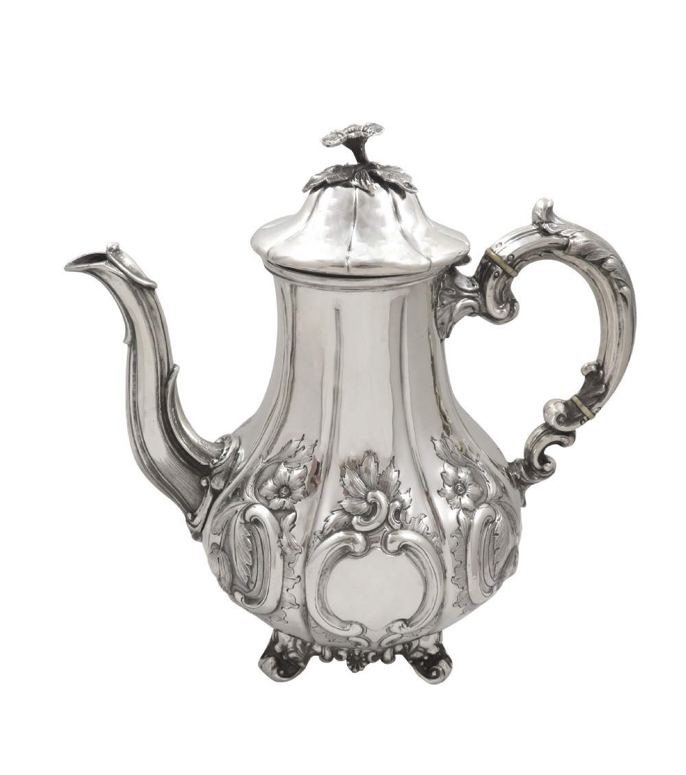 Antique Victorian Sterling Silver Coffee Pot - Exeter 1858 View V
