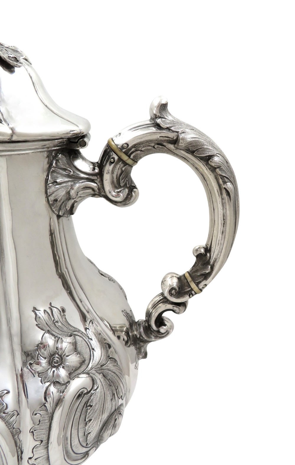 Antique Victorian Sterling Silver Coffee Pot - Exeter 1858 View VII