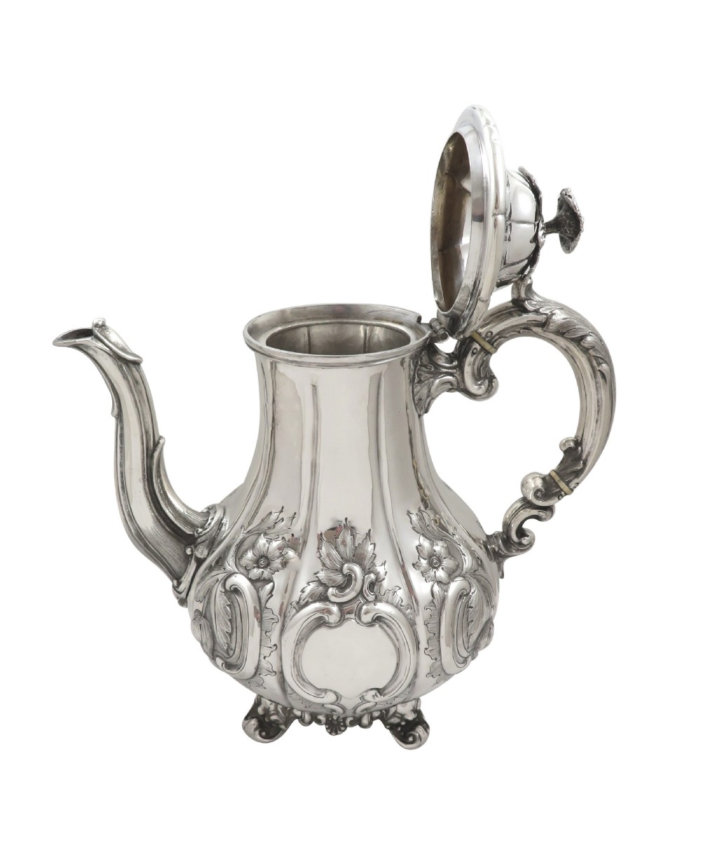 Antique Victorian Sterling Silver Coffee Pot - Exeter 1858 View VIII