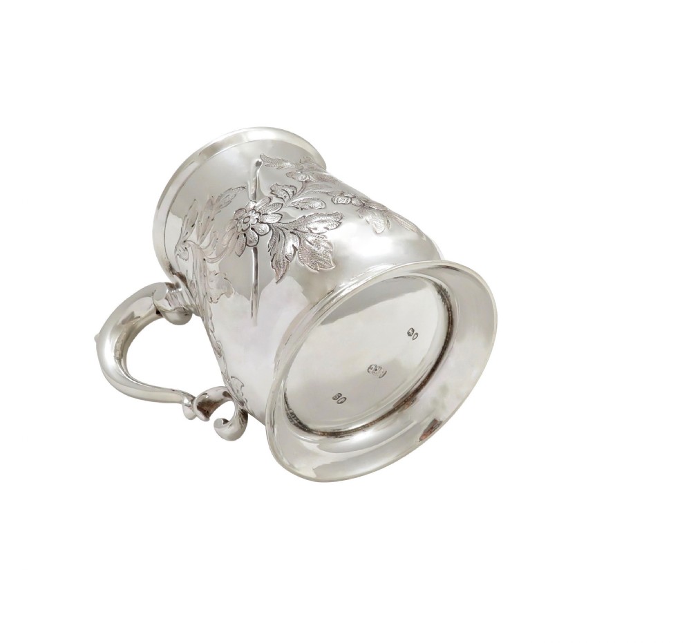 Antique Victorian Sterling Silver Pint Tankard / Mug 1873 View III