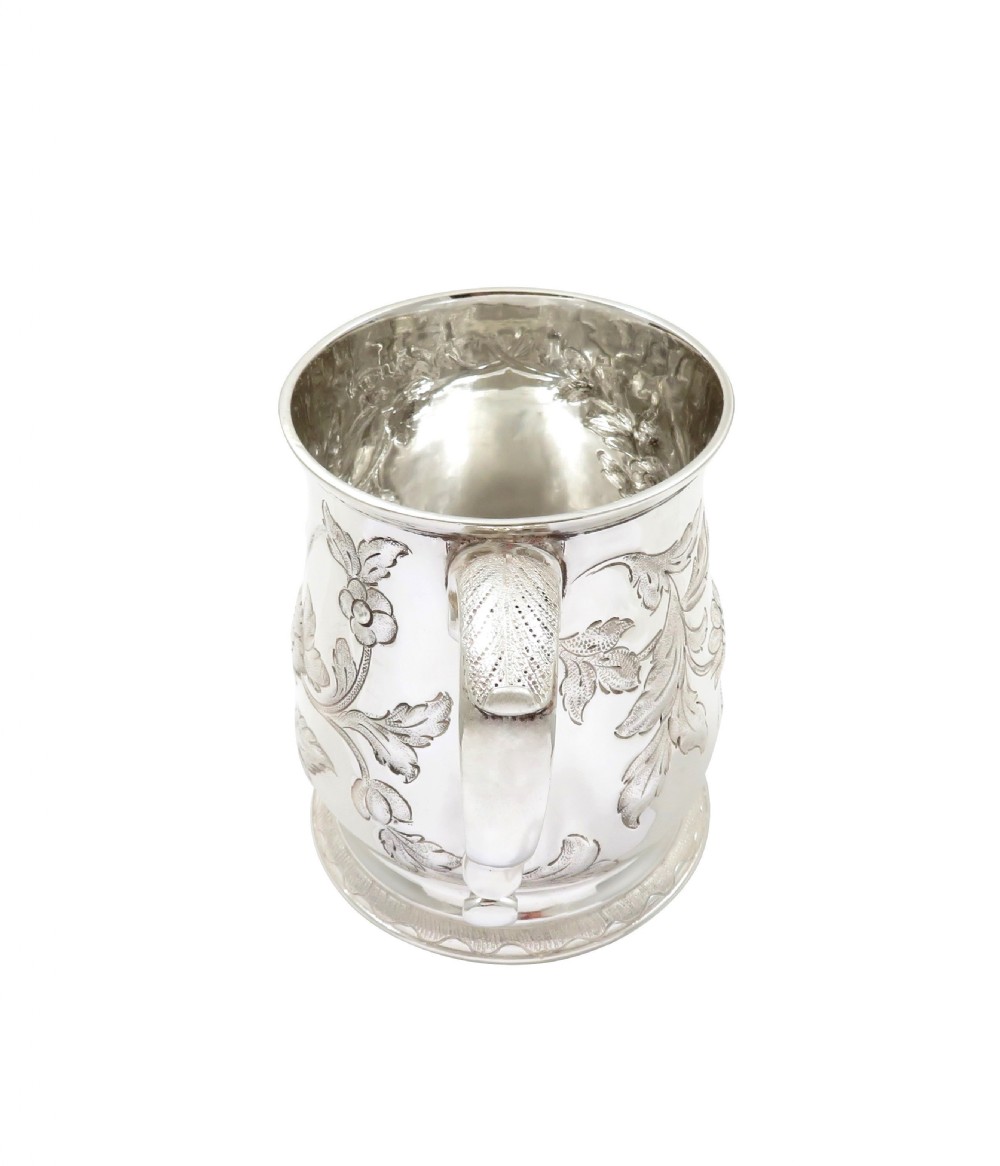 Antique Victorian Sterling Silver Pint Tankard / Mug 1873 View IV