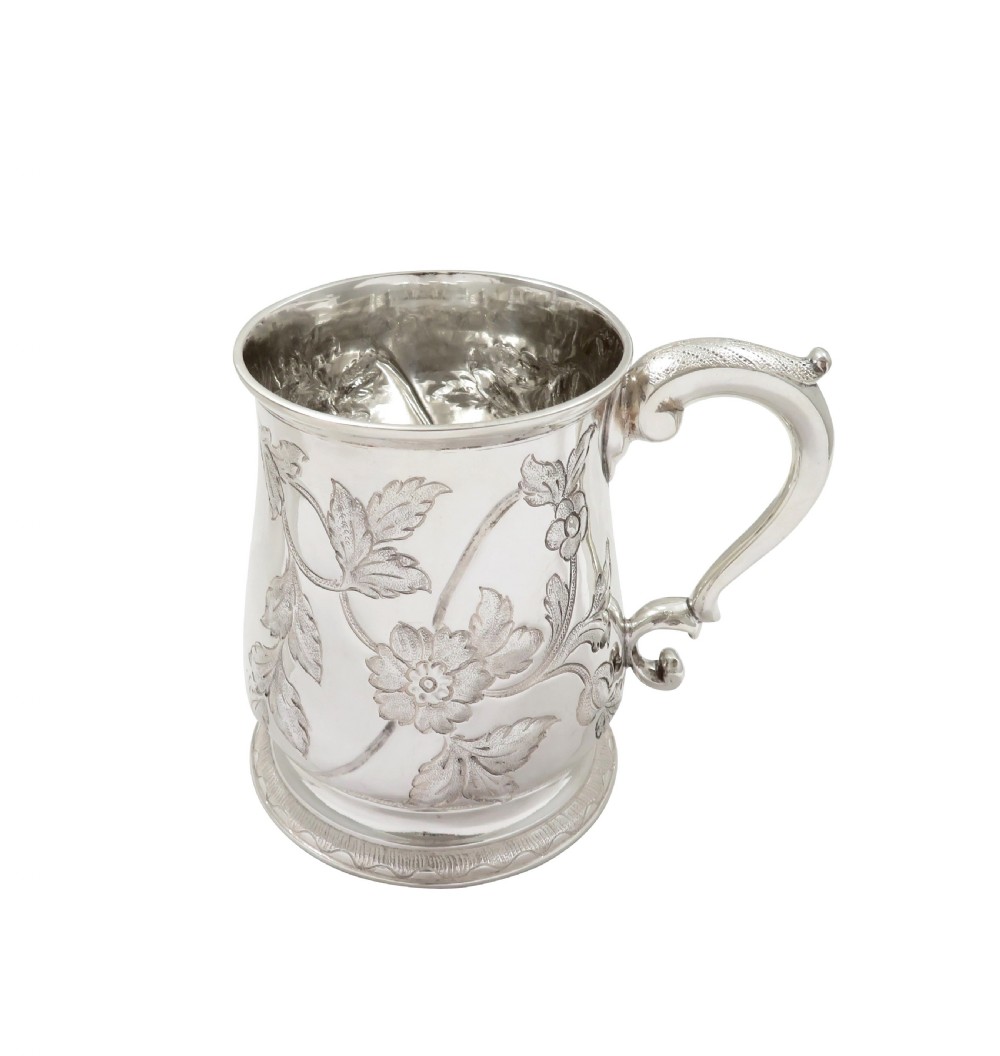 Antique Victorian Sterling Silver Pint Tankard / Mug 1873 View VII