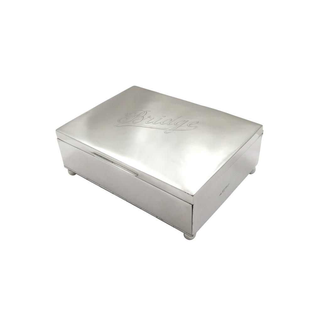 Antique George V Sterling Silver 'Bridge' Card Box 1915
