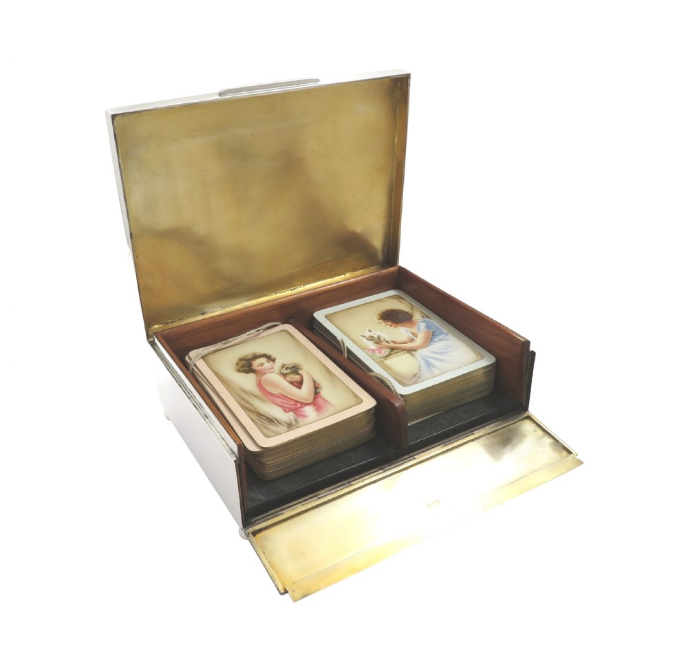 Antique George V Sterling Silver 'Bridge' Card Box 1915 View III